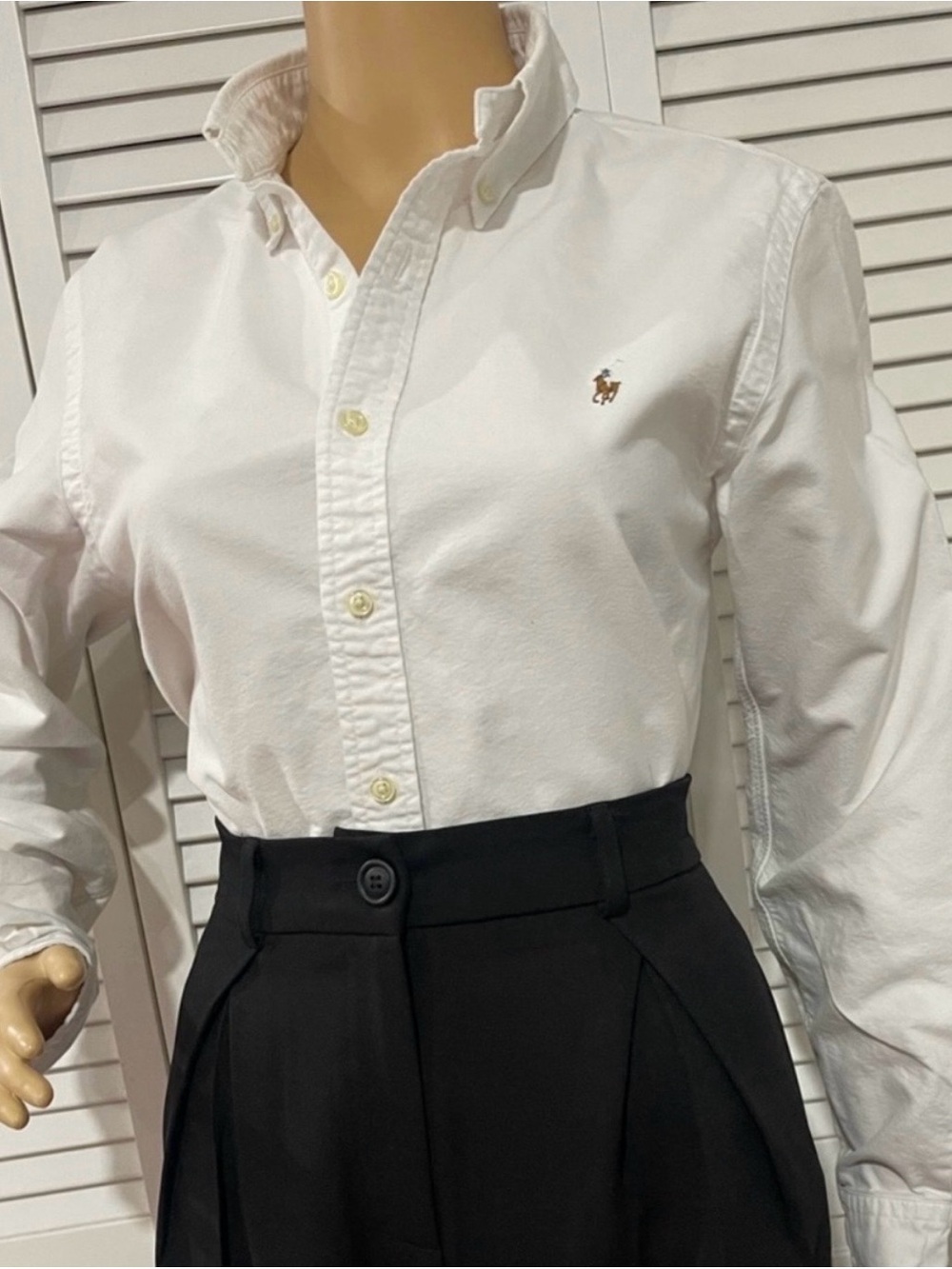 Ralph Lauren White Button-Down Shirt with Embroidered Pony